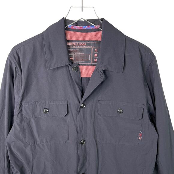 Scotch & Soda Black Overshirt Shirt Jacket Shacket Nylon 178995 Mens Large - Picture 3 of 8